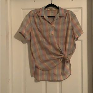 Vintage Rainbow Checkered Button Down